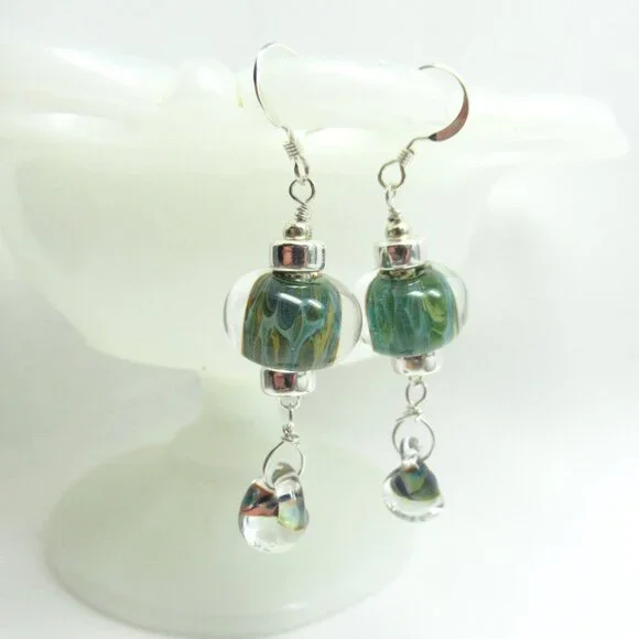 Boro glass bead drop earrings - Picture 8 of 11